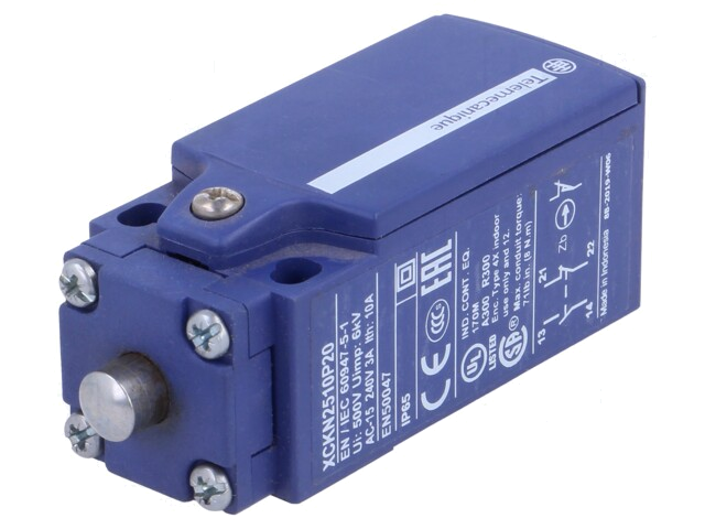 Eindschakelaar; pin Ø8mm; NO + NC; 10A; max.240VAC; max.250VDC Eindschakelaar; pin Ø8mm; NO + NC; 10A; max.240VAC; max.250VDC